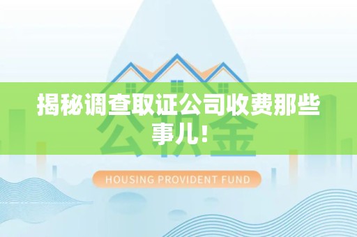 长汀揭秘调查取证公司收费那些事儿！