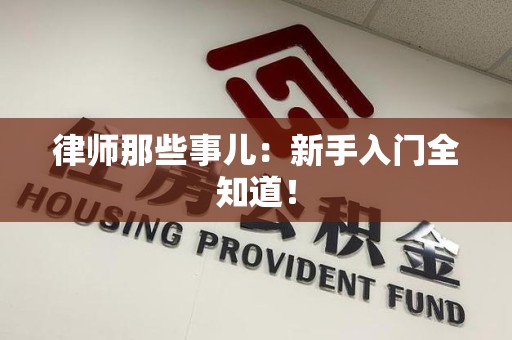 长汀律师那些事儿：新手入门全知道！