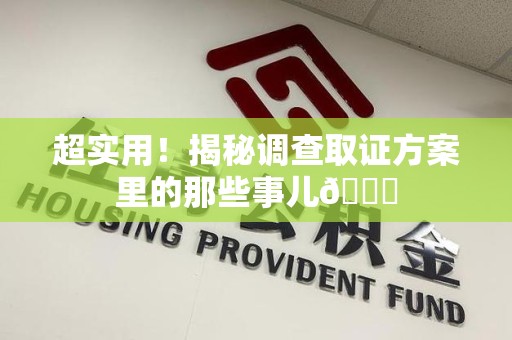 长汀超实用！揭秘调查取证方案里的那些事儿😎