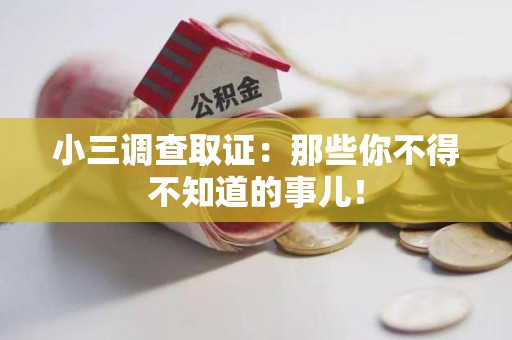 长汀小三调查取证：那些你不得不知道的事儿！