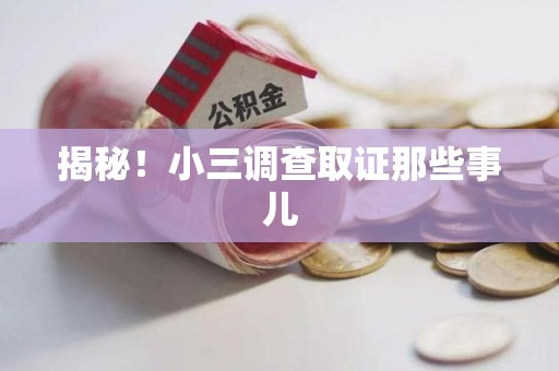 长汀揭秘！小三调查取证那些事儿