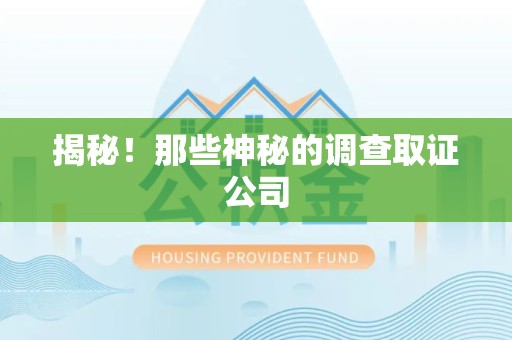 长汀揭秘！那些神秘的调查取证公司