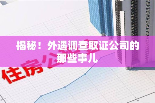 长汀揭秘！外遇调查取证公司的那些事儿