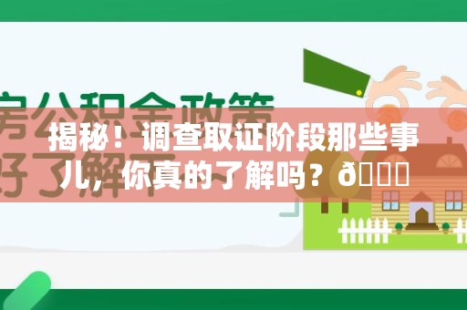 长汀揭秘！调查取证阶段那些事儿，你真的了解吗？😎